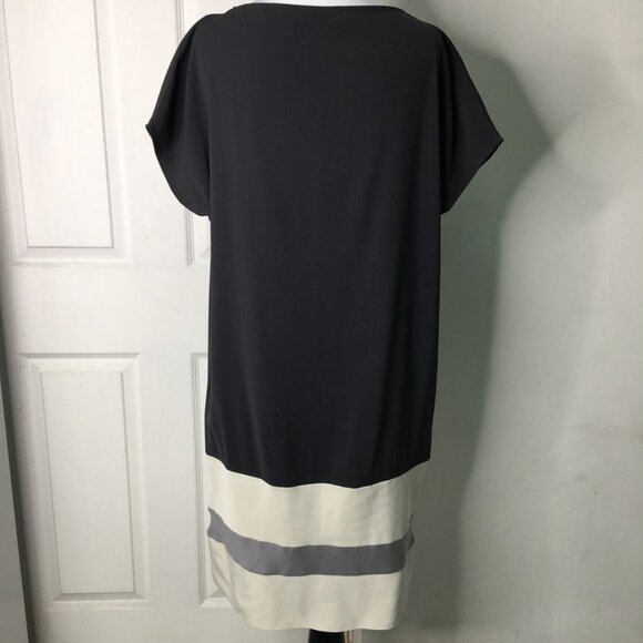 MaxMara Women's Short Sleeve Shift Dress Gray and White Size Medium Color Block - Picture 9 of 16
